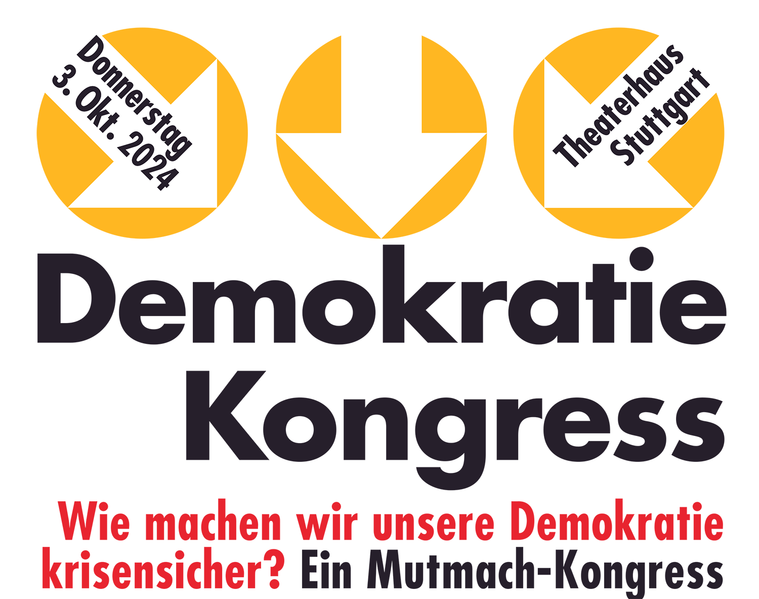 Flyer Demokratiekongress 3. Oktober 2024 im Theaterhaus, Stuttgart